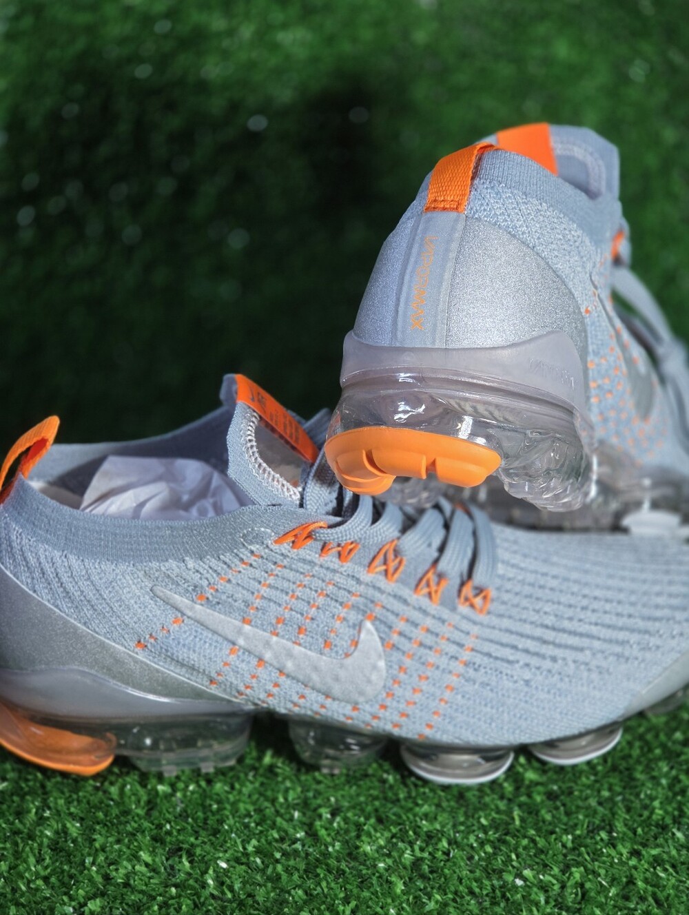 Nike Aviator Grey Orange Knit Sneakers Vapormax Men Size 7 - Picture 9 of 9